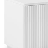 TV Cabinet Storage Drawer MDF Glossy Entertainment Unit in White colour - Side View