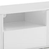 TV Cabinet Storage Drawer MDF Glossy Entertainment Unit in White colour - Top-Down View