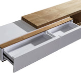 TV Cabinet with 2 Storage Drawers With High Glossy Assembled Entertainment Unit in White Ash colour - Front View