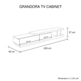 TV Cabinet with 2 Storage Drawers With High Glossy Assembled Entertainment Unit in White Ash colour - 45-Degree Angle