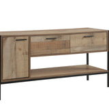 TV Cabinet with 2 Storage Drawers Cabinet Natural Wood Like Particle board Entertainment Unit in Oak colour - Front View