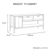 TV Cabinet with 2 Storage Drawers Cabinet Natural Wood Like Particle board Entertainment Unit in Oak colour - Rear View