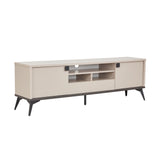 TV Cabinet with Storage Drawer Open Shelve Cabinet MDF in Champagne Colour - Front View