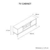TV Cabinet with Storage Drawer Open Shelve Cabinet MDF in Champagne Colour - Close-Up Angle