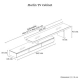 TV Cabinet with 3 Storage Drawers Extendable With Glossy MDF Entertainment Unit in Black Color - Close-Up Angle