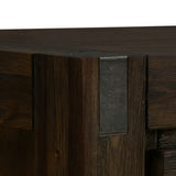 TV Cabinet with 3 Storage Drawers with Shelf Solid Acacia Wooden Frame Entertainment Unit in Chocolate Colour - Top-Down View