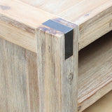 TV Cabinet with 3 Storage Drawers with Shelf Solid Acacia Wooden Frame Entertainment Unit in Oak Colour - Side View