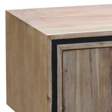 TV Cabinet with 2 Storage Drawers Cabinet Solid Acacia Wooden Entertainment Unit in Sliver Bruch Colour - Front View