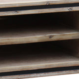 TV Cabinet with 2 Storage Drawers Cabinet Solid Acacia Wooden Entertainment Unit in Sliver Bruch Colour - Top-Down View