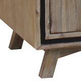 TV Cabinet with 2 Storage Drawers Cabinet Solid Acacia Wooden Entertainment Unit in Sliver Bruch Colour - 45-Degree Angle