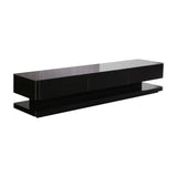 TV Cabinet with 3 Storage Drawers With High Glossy Assembled Entertainment Unit in Black colour - Front View