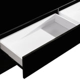 TV Cabinet with 3 Storage Drawers With High Glossy Assembled Entertainment Unit in Black colour - Top-Down View