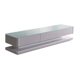 TV Cabinet with 3 Storage Drawers With High Glossy Assembled Entertainment Unit in White colour - Front View
