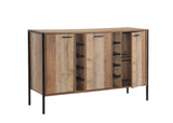 Wine Cabinet with 2 Strorage and open Selves Bar Cabinet Cupboard in Oak Colour - Front View