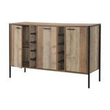 Wine Cabinet with 2 Strorage and open Selves Bar Cabinet Cupboard in Oak Colour - Side View