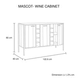 Wine Cabinet with 2 Strorage and open Selves Bar Cabinet Cupboard in Oak Colour - Close-Up Angle