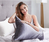 Luxury Pillowcase 2 Pack - 100% Pure Mulberry Silk on Both Sides - Charcoal - Top-Down View