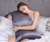Luxury Pillowcase 2 Pack - 100% Pure Mulberry Silk on Both Sides - Charcoal - Rear View