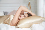 Luxury Pillowcase 2 Pack - 100% Pure Mulberry Silk on Both Sides - Champagne - Rear View