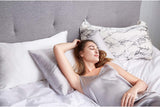 Luxury Pillowcase 2 Pack - 100% Pure Mulberry Silk on Both Sides - Silver - 45-Degree Angle