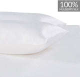 Luxury Pillowcase 2 Pack - 100% Pure Mulberry Silk on Both Sides - White - Front View