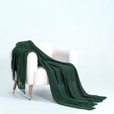 Micro Plush Knitted Woven Throw Blanket - Forest - Front View