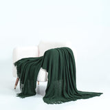 Micro Plush Knitted Woven Throw Blanket - Forest - Side View