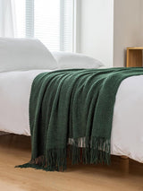 Micro Plush Knitted Woven Throw Blanket - Forest - Top-Down View