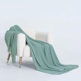 Micro Plush Knitted Woven Throw Blanket - Seafoam - Front View