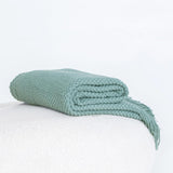 Micro Plush Knitted Woven Throw Blanket - Seafoam - 45-Degree Angle