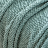 Micro Plush Knitted Woven Throw Blanket - Seafoam - Close-Up Angle