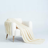 Micro Plush Knitted Woven Throw Blanket - Snow - Front View