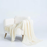 Micro Plush Knitted Woven Throw Blanket - Snow - Side View