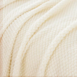Micro Plush Knitted Woven Throw Blanket - Snow - Close-Up Angle