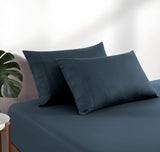 100% Vintage Washed Cotton Fitted Sheet Combo Set – 100% Natural Cotton, Ultra Soft & Breathable – Includes Fitted Sheet & Pillowcases – Machine Washable (Indigo, Single) - Side View