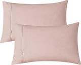 100% Vintage Washed Cotton Fitted Sheet Combo Set – 100% Natural Cotton, Ultra Soft & Breathable – Includes Fitted Sheet & Pillowcases – Machine Washable (Pink, Single) - Rear View