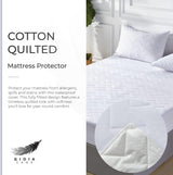 100% Ultra-Soft Cotton Quilted Anti-Microbial Mattress Cover Protector - Single Size - Front View