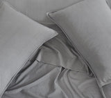 Vintage Washed Microfibre Quilt Cover Set (2Pcs) - Grey - Single Size - Close-Up Angle