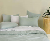 Vintage Washed Microfibre Quilt Cover Set (Sage, Single) - Front View