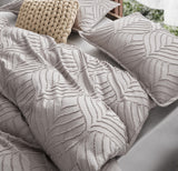 100% Premium Tufted Microfibre Quilt Cover Set - Ultra-Soft, Durable Embroidery Bedding Comforter Set - Machine Washable & Zipper Closure - Beige - Single - Rear View