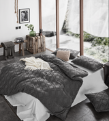 100% Premium Tufted Microfibre Quilt Cover Set - Ultra-Soft, Durable Embroidery Bedding Comforter Set - Machine Washable & Zipper Closure - Smoke - Single - Front View