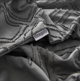 100% Premium Tufted Microfibre Quilt Cover Set - Ultra-Soft, Durable Embroidery Bedding Comforter Set - Machine Washable & Zipper Closure - Smoke - Single - Close-Up Angle