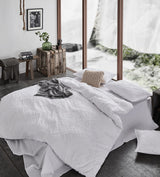 100% Premium Tufted Microfibre Quilt Cover Set - Ultra-Soft, Durable Embroidery Bedding Comforter Set - Machine Washable & Zipper Closure - White - Single - Side View