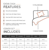 100% Cotton Vintage Washed Bed Quilt Cover Set - Brick - Single - Rear View