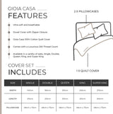 100% Cotton Vintage Washed Bed Quilt Cover Set - Natural - Single - Rear View