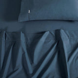 Vintage Washed 100% Cotton Sheet Set with 1 Pillowcases - Dark Indigo -Single - Front View