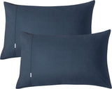 Vintage Washed 100% Cotton Sheet Set with 1 Pillowcases - Dark Indigo -Single - Top-Down View