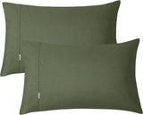 Vintage Washed 100% Cotton Sheet Set with 1 Pillowcases - Khaki Green - Single - Top-Down View
