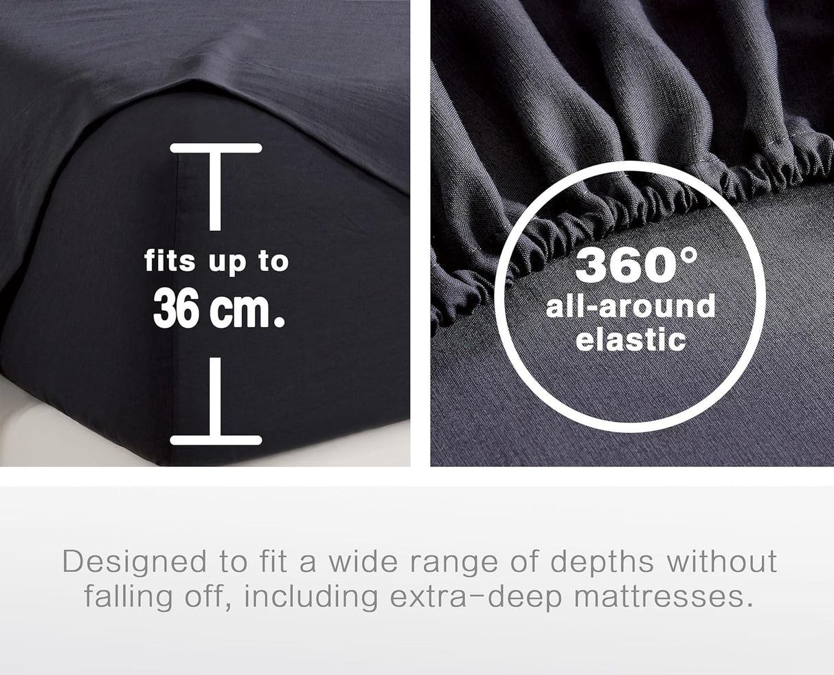Bamboo Microfibre Sheet Set - Charcoal - Single