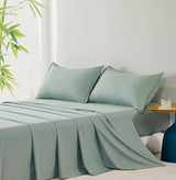 Bamboo Microfibre Sheet Set - Sage Green - Single - Front View